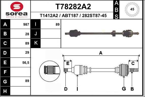 EAI T78282A2 - Приводний вал autozip.com.ua