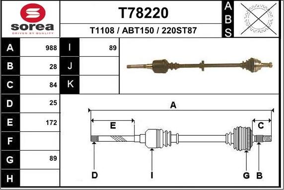 EAI T78220 - Приводний вал autozip.com.ua