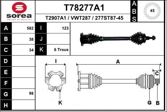 EAI T78277A1 - Приводний вал autozip.com.ua