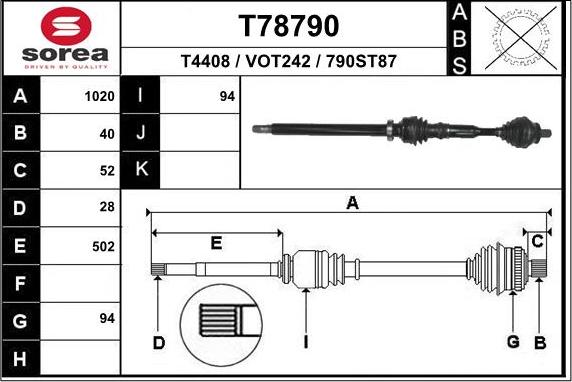 EAI T78790 - Приводний вал autozip.com.ua