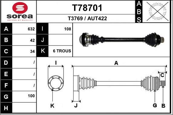 EAI T78701 - Приводний вал autozip.com.ua