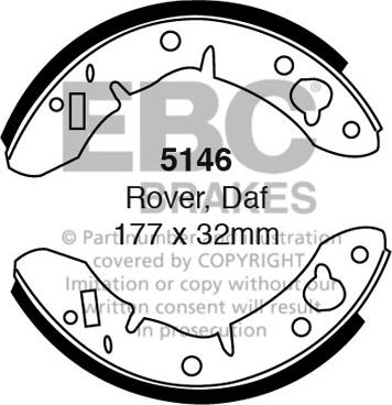 EBC Brakes 5146 - Комплект гальм, барабанний механізм autozip.com.ua