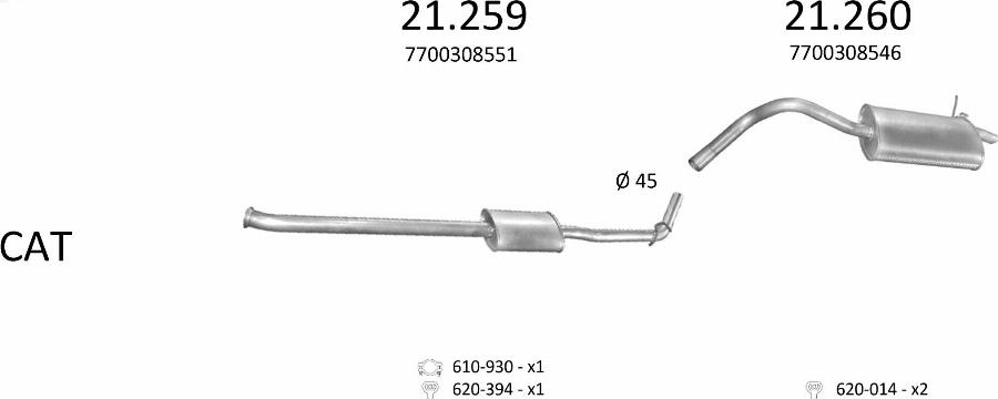 Edex 17.50 - Середній глушник вихлопних газів autozip.com.ua
