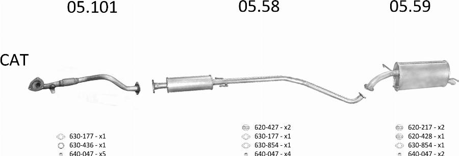 Edex 30.40 - Середній глушник вихлопних газів autozip.com.ua
