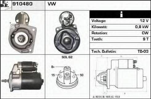 EDR 910480 - Стартер autozip.com.ua