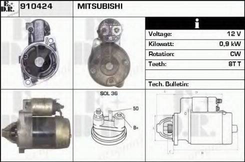 EDR 910424 - Стартер autozip.com.ua