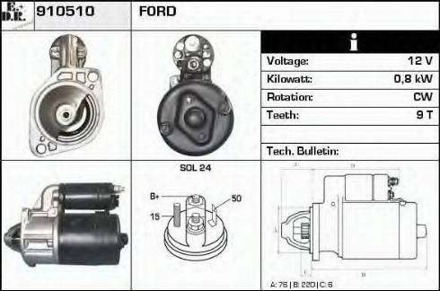 EDR 910510 - Стартер autozip.com.ua