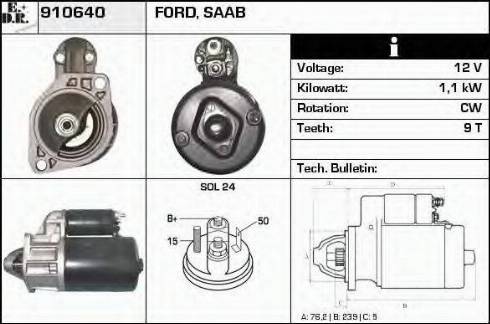 EDR 910640 - Стартер autozip.com.ua