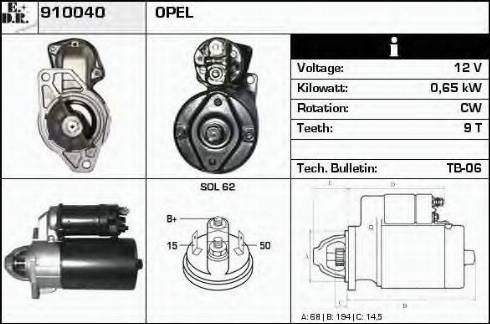 EDR 910040 - Стартер autozip.com.ua