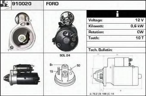 EDR 910020 - Стартер autozip.com.ua