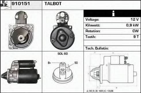 EDR 910151 - Стартер autozip.com.ua