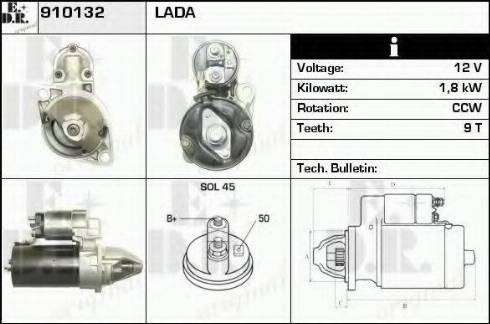 EDR 910132 - Стартер autozip.com.ua