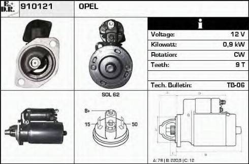 EDR 910121 - Стартер autozip.com.ua