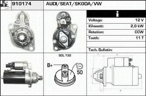 EDR 910174 - Стартер autozip.com.ua