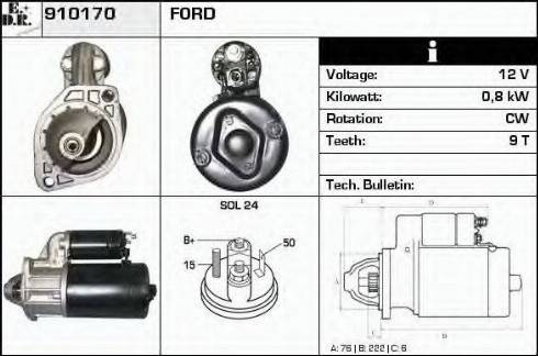 EDR 910170 - Стартер autozip.com.ua