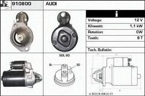 EDR 910800 - Стартер autozip.com.ua