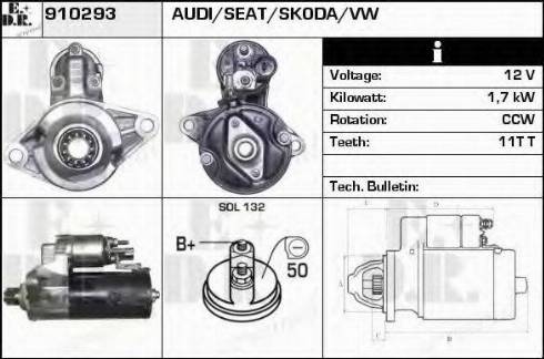 EDR 910293 - Стартер autozip.com.ua