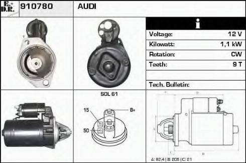 EDR 910780 - Стартер autozip.com.ua