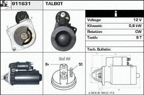 EDR 911631 - Стартер autozip.com.ua