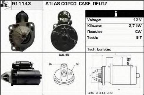 EDR 911143 - Стартер autozip.com.ua
