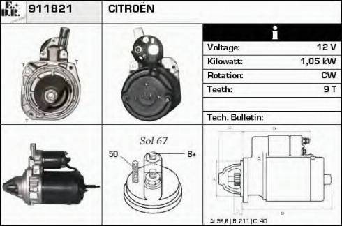 EDR 911821 - Стартер autozip.com.ua