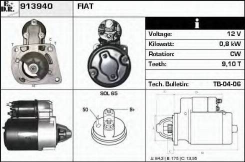 EDR 913940 - Стартер autozip.com.ua