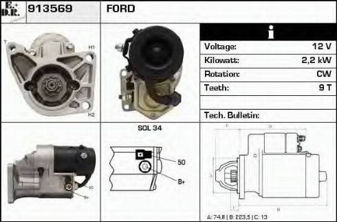 EDR 913569 - Стартер autozip.com.ua