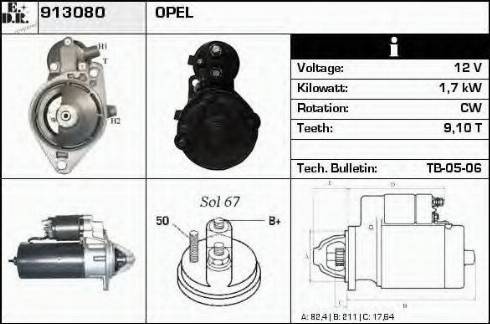 EDR 913080 - Стартер autozip.com.ua