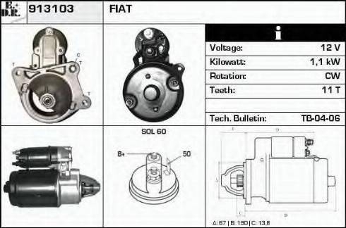 EDR 913103 - Стартер autozip.com.ua