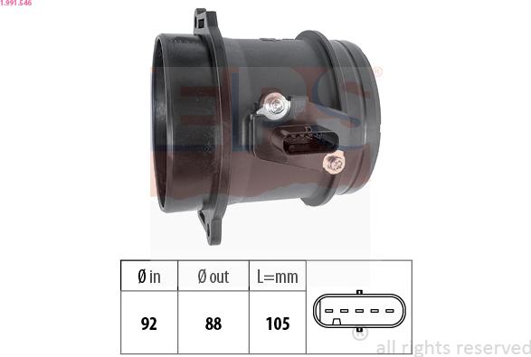 EPS 1.991.546 - Датчик потоку, маси повітря autozip.com.ua