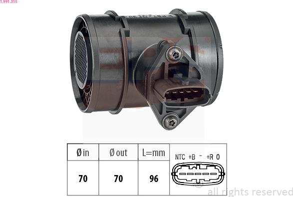 EPS 1.991.315 - Датчик потоку, маси повітря autozip.com.ua