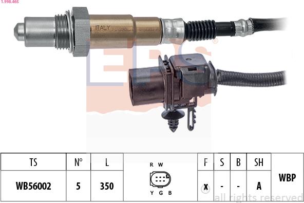 EPS 1.998.465 - Лямбда-зонд, датчик кисню autozip.com.ua