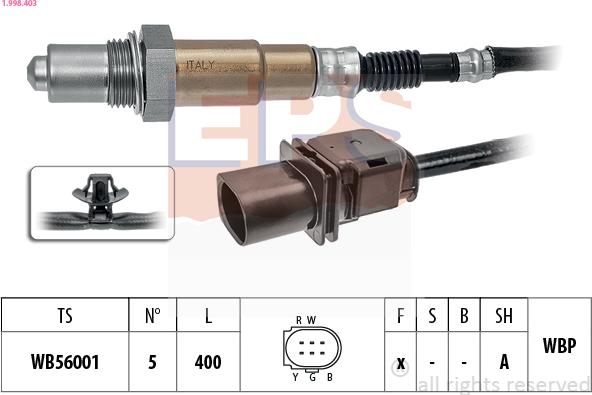 EPS 1.998.403 - Лямбда-зонд, датчик кисню autozip.com.ua