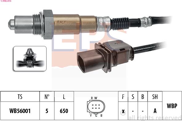 EPS 1.998.415 - Лямбда-зонд, датчик кисню autozip.com.ua