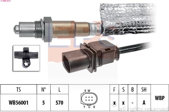 EPS 1.998.412 - Лямбда-зонд, датчик кисню autozip.com.ua