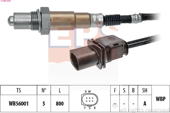 EPS 1.998.429 - Лямбда-зонд, датчик кисню autozip.com.ua