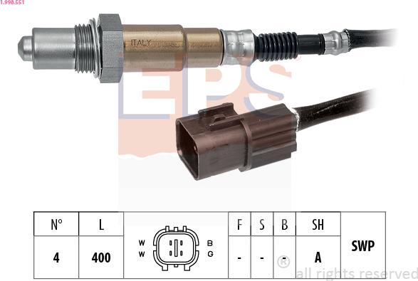 EPS 1.998.551 - Лямбда-зонд, датчик кисню autozip.com.ua