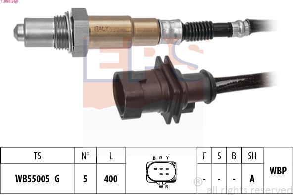 EPS 1.998.569 - Лямбда-зонд, датчик кисню autozip.com.ua