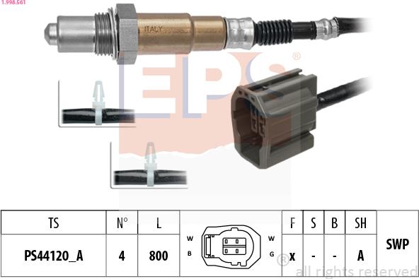 EPS 1.998.561 - Лямбда-зонд, датчик кисню autozip.com.ua