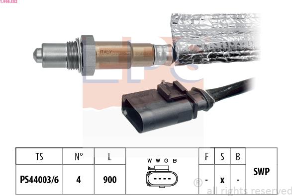 EPS 1.998.502 - Лямбда-зонд, датчик кисню autozip.com.ua