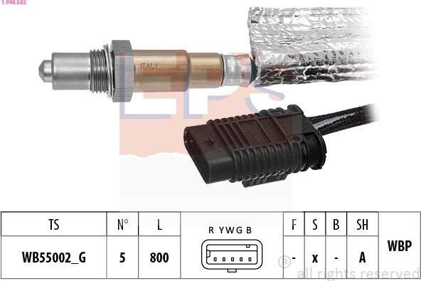 EPS 1.998.582 - Лямбда-зонд, датчик кисню autozip.com.ua