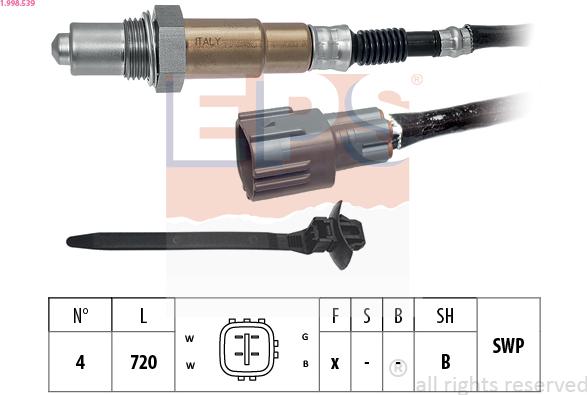 EPS 1.998.539 - Лямбда-зонд, датчик кисню autozip.com.ua