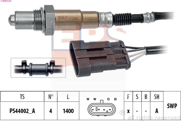 EPS 1.998.533 - Лямбда-зонд, датчик кисню autozip.com.ua