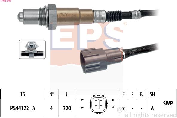 EPS 1.998.600 - Лямбда-зонд, датчик кисню autozip.com.ua