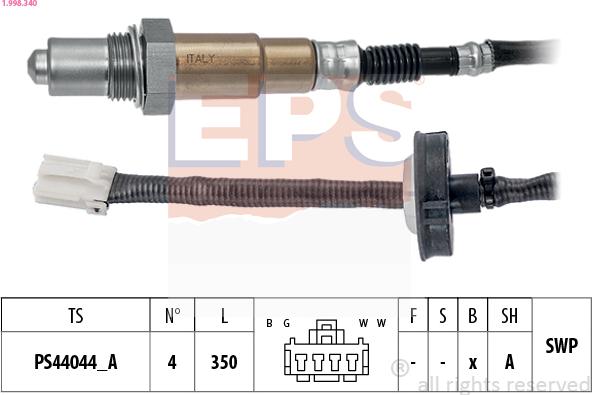 EPS 1.998.340 - Лямбда-зонд, датчик кисню autozip.com.ua