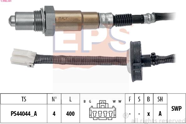 EPS 1.998.341 - Лямбда-зонд, датчик кисню autozip.com.ua