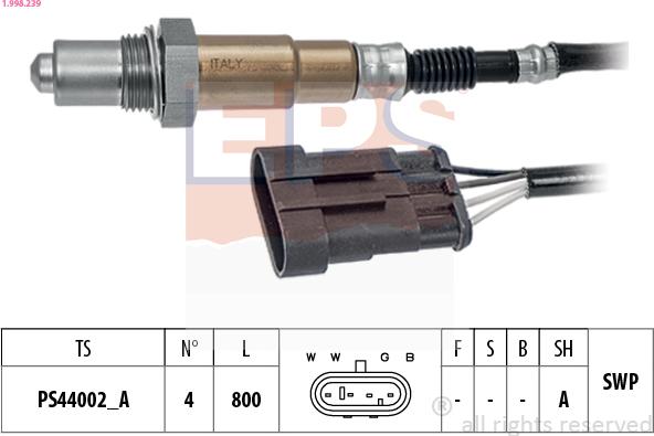 EPS 1.998.239 - Лямбда-зонд, датчик кисню autozip.com.ua
