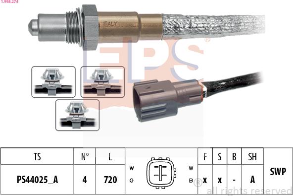 EPS 1.998.274 - Лямбда-зонд, датчик кисню autozip.com.ua