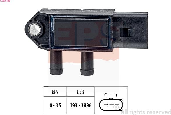 EPS 1.993.446 - Датчик, тиск вихлопних газів autozip.com.ua