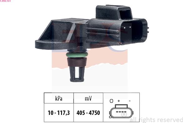 EPS 1.993.151 - Датчик, тиск у впускний трубі autozip.com.ua